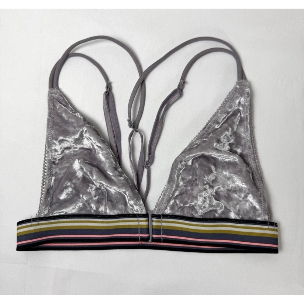 Victoria's Secret Crushed Velvet Velour‎ Triangle Bralette Size Women's XS Gray